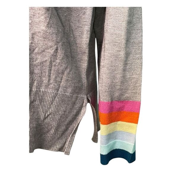 THML Brandy Rainbow Stripe Crewneck Sweater Gray Knit S - Picture 2 of 9